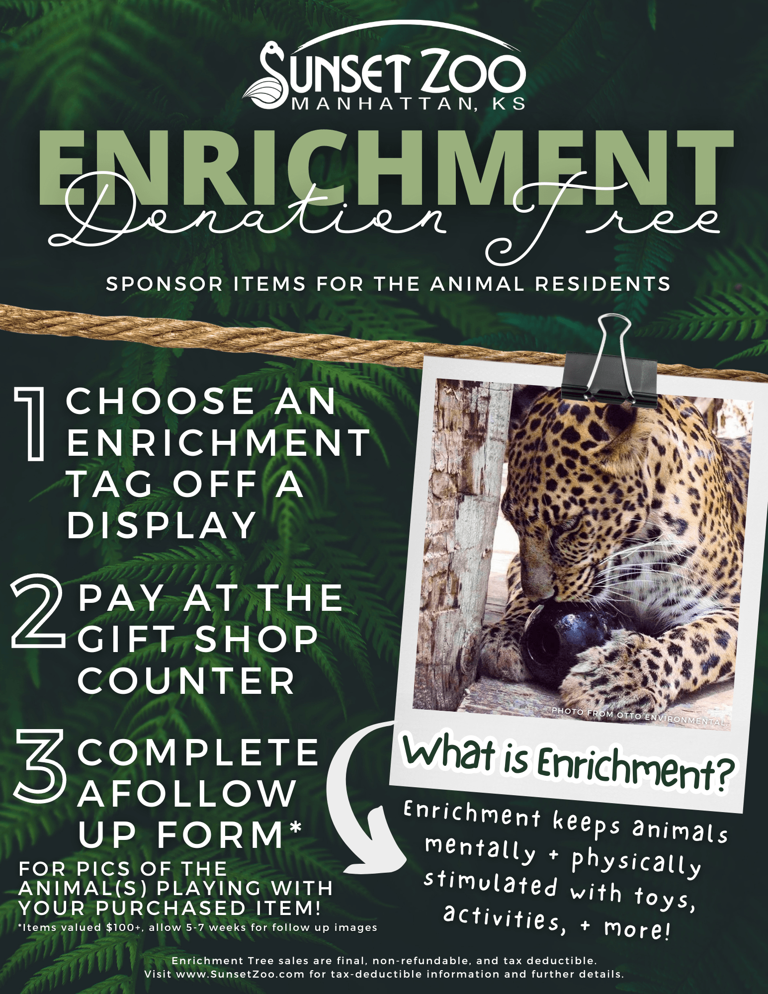 Sunset Zoo Enrichment Donation Tree